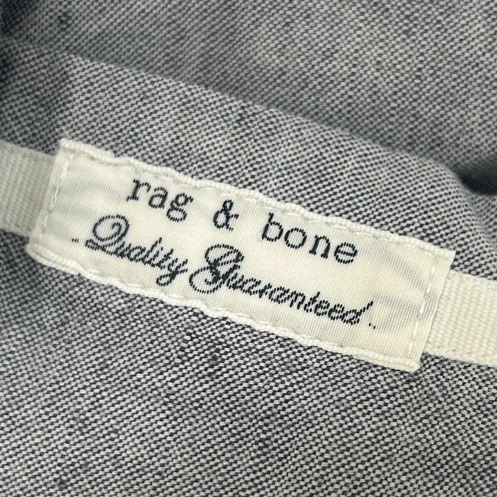 Rag & Bone Shirt Mens Medium Gray Chambray Linen Cotton Button Up Tailored Fit - Picture 11 of 13